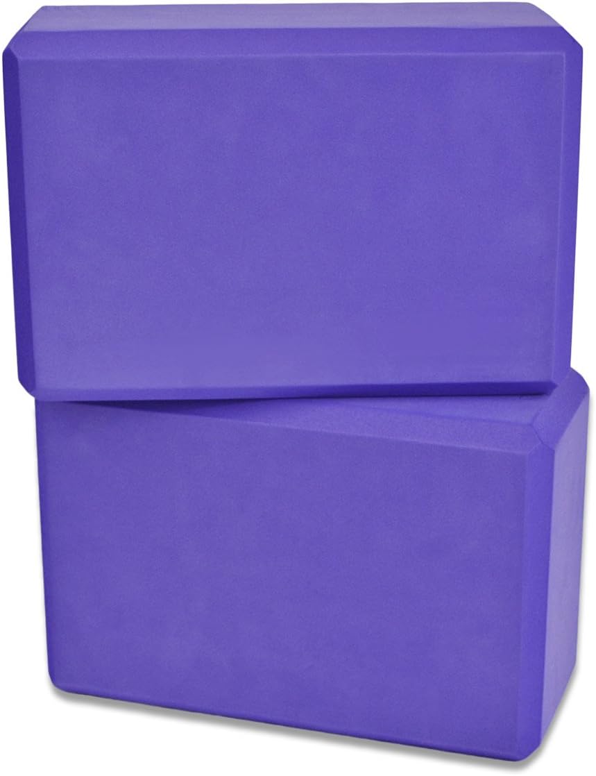 YogaAccessories High Density and Lightweight Foam Yoga Blocks - Strength and Flexibility Aid (Set of 2)