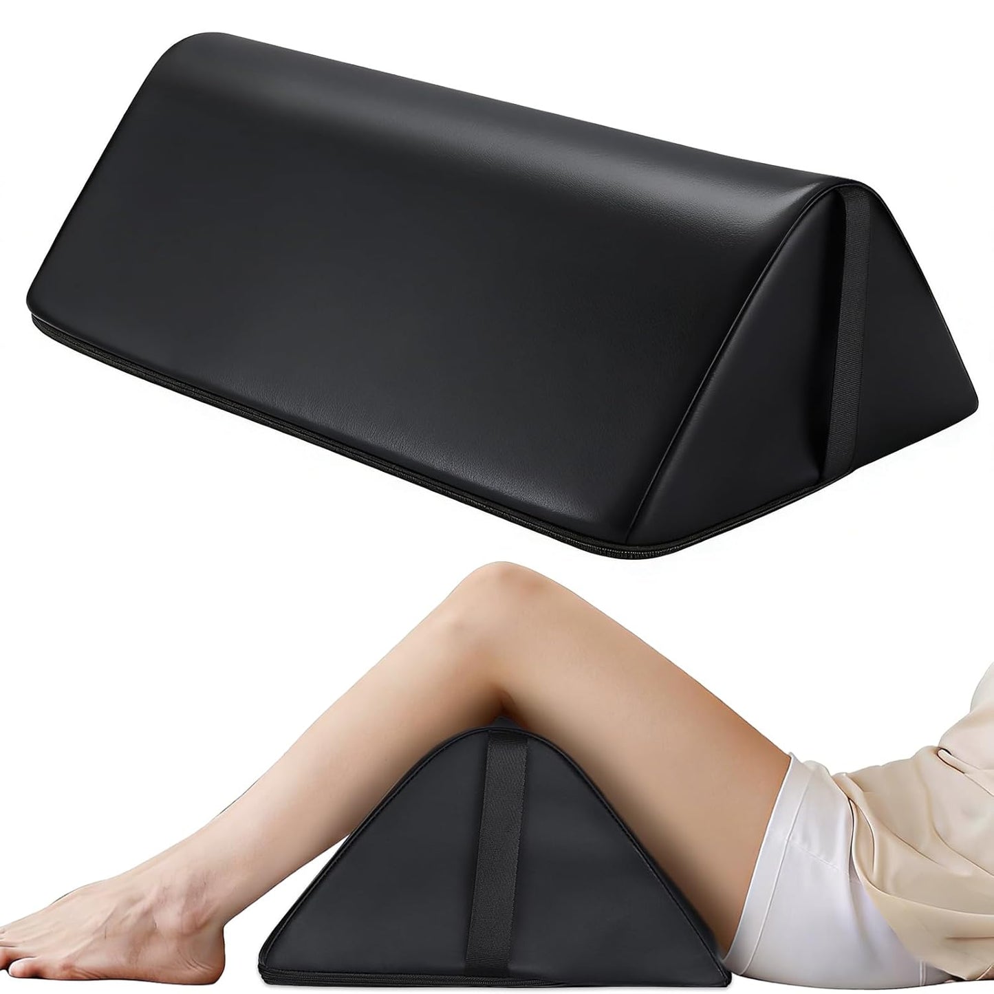 Noverlife Full Round Bolster Pillow, 6" x 26" Massage Bolsters for Under Legs/Neck/Back Pain Relief, Knee Bolster with Strap Handle, Physical Therapy Bolsters for Massage Table Bed Yoga Pillow, Blue