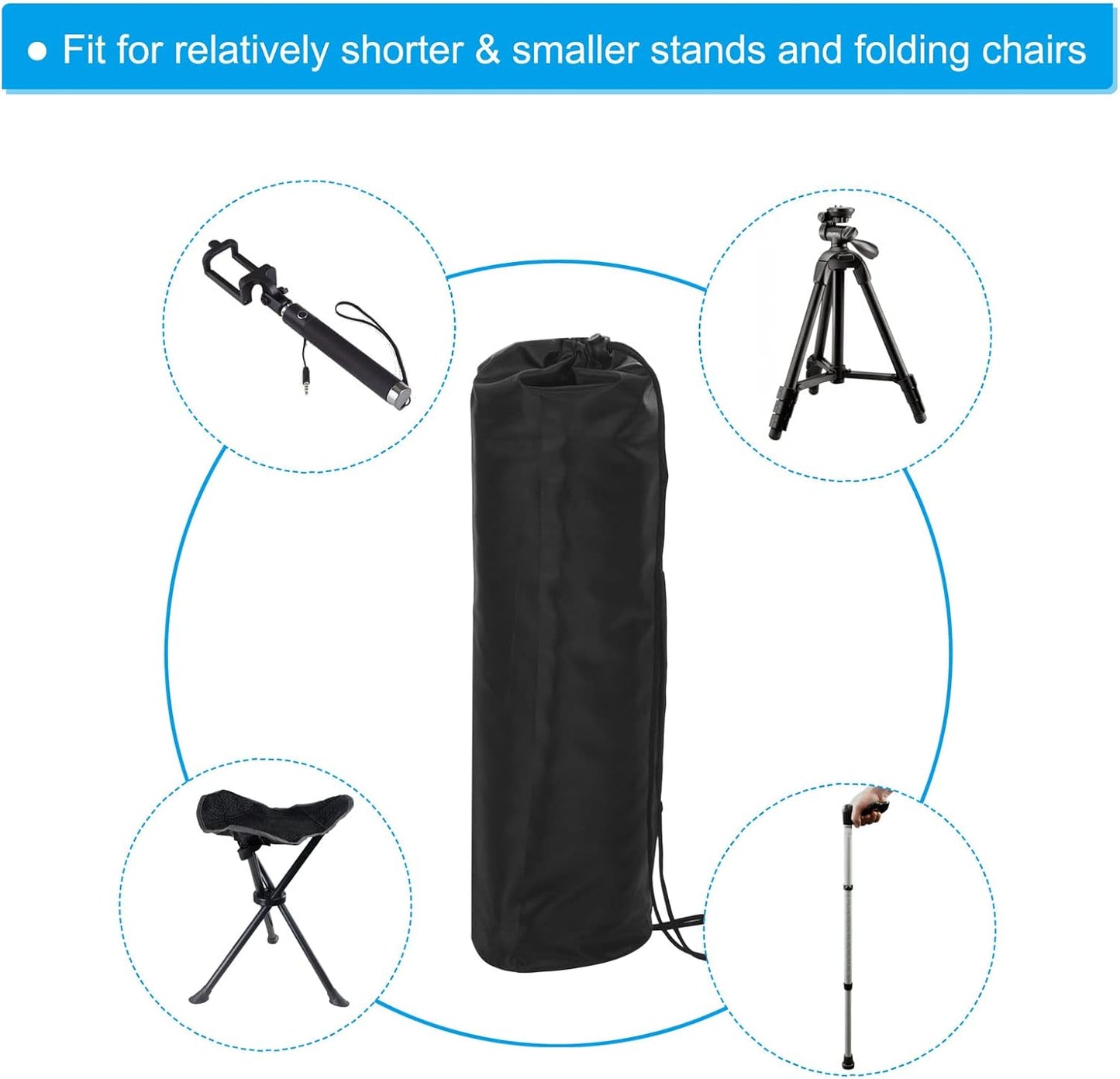 PATIKIL 20 Inch Ultra Mini Chair Replacement Bag, Nylon Foldable Tripod Carry Case Storage Bag with Shoulder Strap for Outdoor Travel, Black