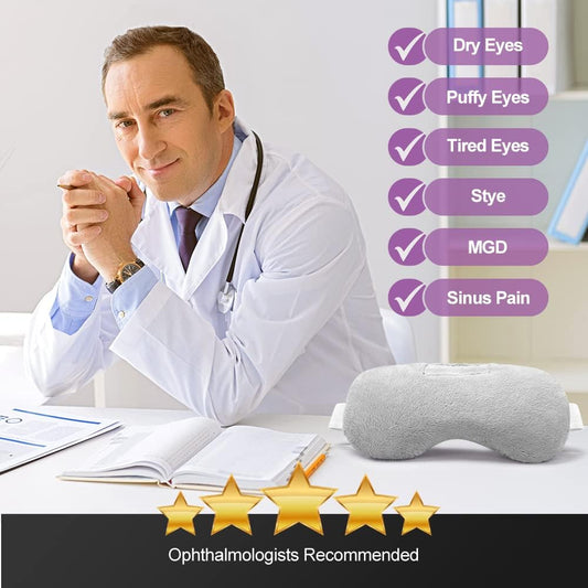 Umisleep Lavender Eye Mask, Aromatherapy Weighted Sleep Mask for Dry Eyes Men Women, Microwave Heated Hot Therapy Eye Cover Moist Compression Pain Relief, Pillow for Puffy Eyes, Sinus Pain, Grey