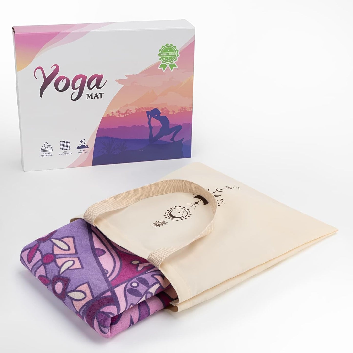 Travel Non Slip Foldable Suede Yoga Mat 1.5mm with Bag, Sweat Absorbent Exercise Mat for Hot Yoga Pilates Home Gym Outdoor Workout,Lightweigh 72"L x 24"W, 3 lbs