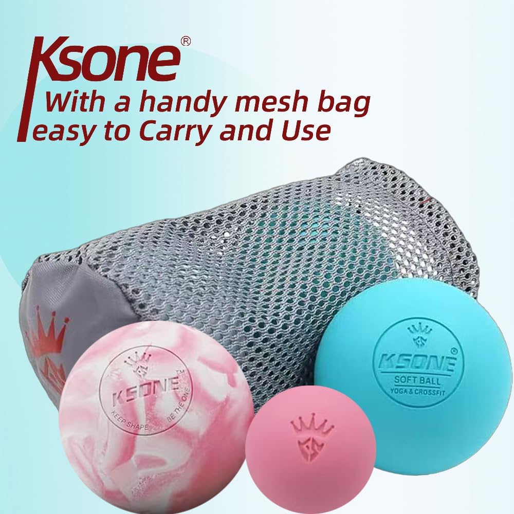 KSONE Massage Lacrosse Balls -Massage Balls for Myofacial Release&Trigger Point Therapy-Set of 2-Hard Lacrosse Massage Ball &Soft Massage Ball with one mini Ball