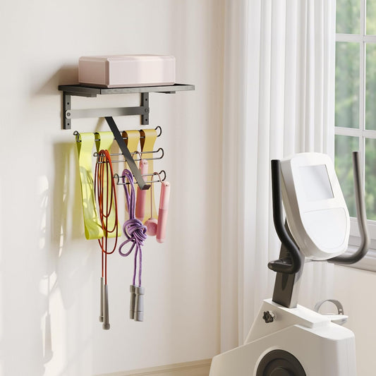 TJ.MOREE 2 Tier Floating Shelf Compatible with Tonal Accessories, T-Bracket Lock Adapters Hanger, Wall Mount Home Gym Storage Rack for Fitness Equipment