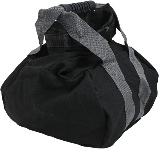Adjustable Canvas Kettlebell Sandbag with Handle for Home Gym Strength Training, Portable Empty Weight Bag for Yoga Pilates Resistance Workout, Black