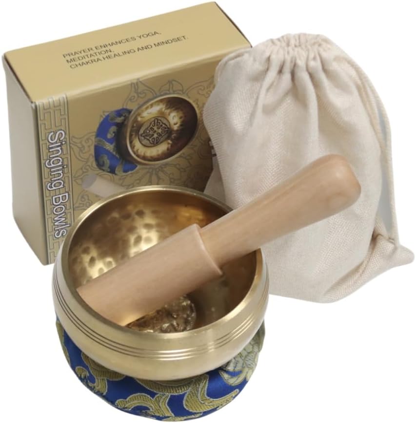 Tibetan Singing Bowl Set ,Sound Bowl Meditation Bowl,hand Hammered in Nepal For Yoga, Mindfulness, Healing & Chakra balancing,Meditation- 3.15 inch