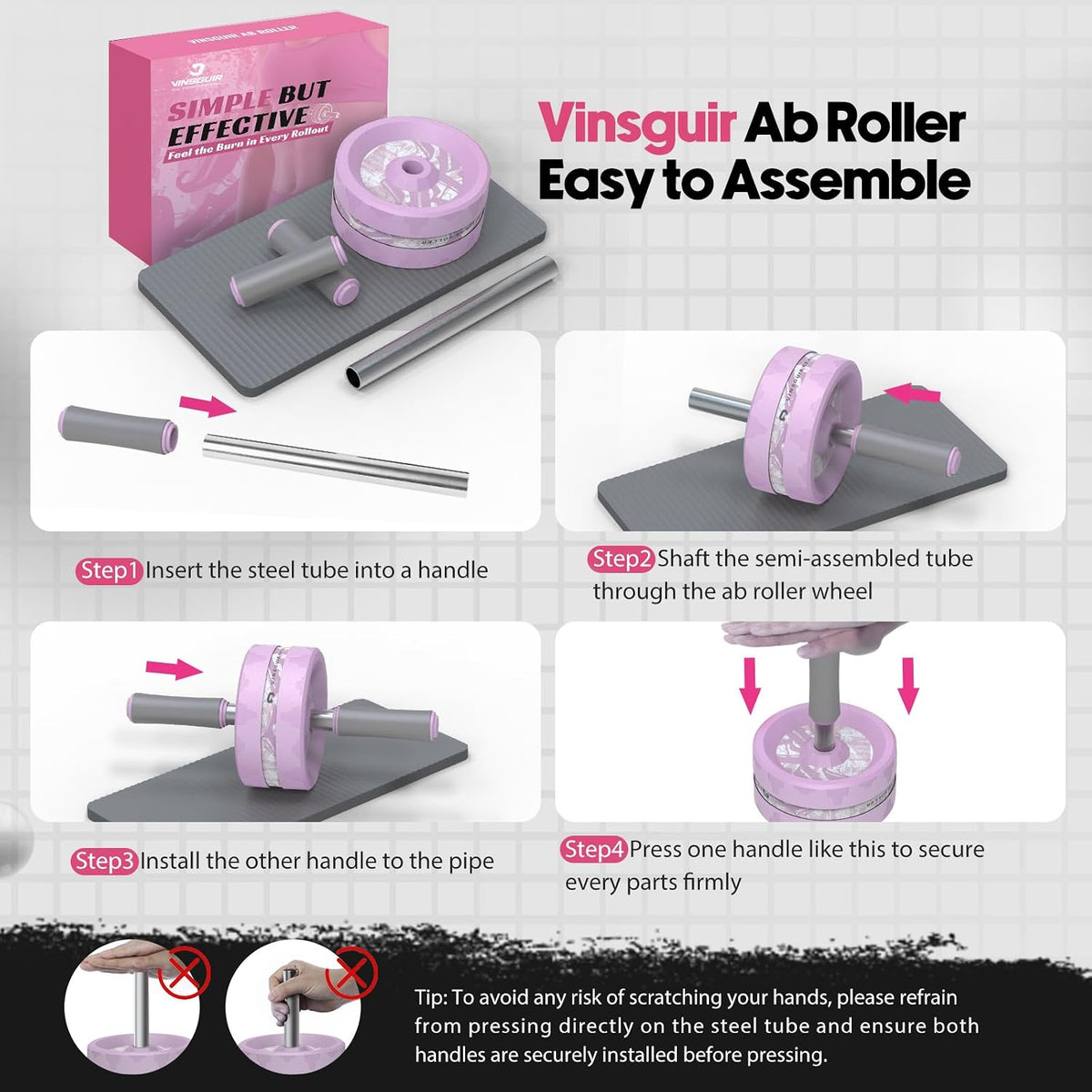 Ab Roller Wheel, Abs & Core Workout Equipment for Home Gym with Knee Pad Accessories, Abdominal Wheel for Full-body Strength Training