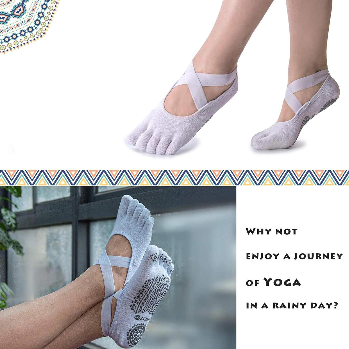Women Pilates Socks Non Slip Grip Five Toe Yoga Socks for Fitness