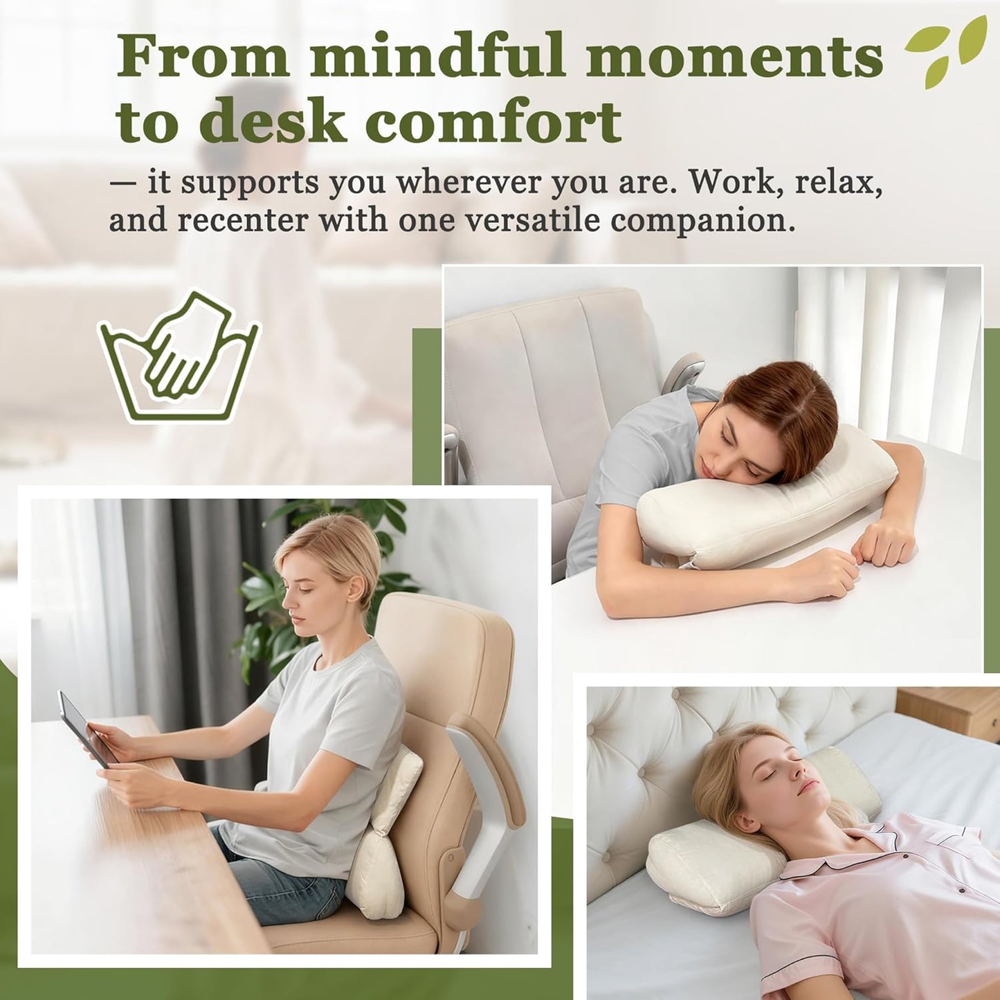 Meditation Cushion for Sitting on Floor Yoga Bolster Meditation Pillow Foldable and Multifunctional Floor Seat Cushions Ergonomics Tailbone Support Mat - Organic Cotton Cover