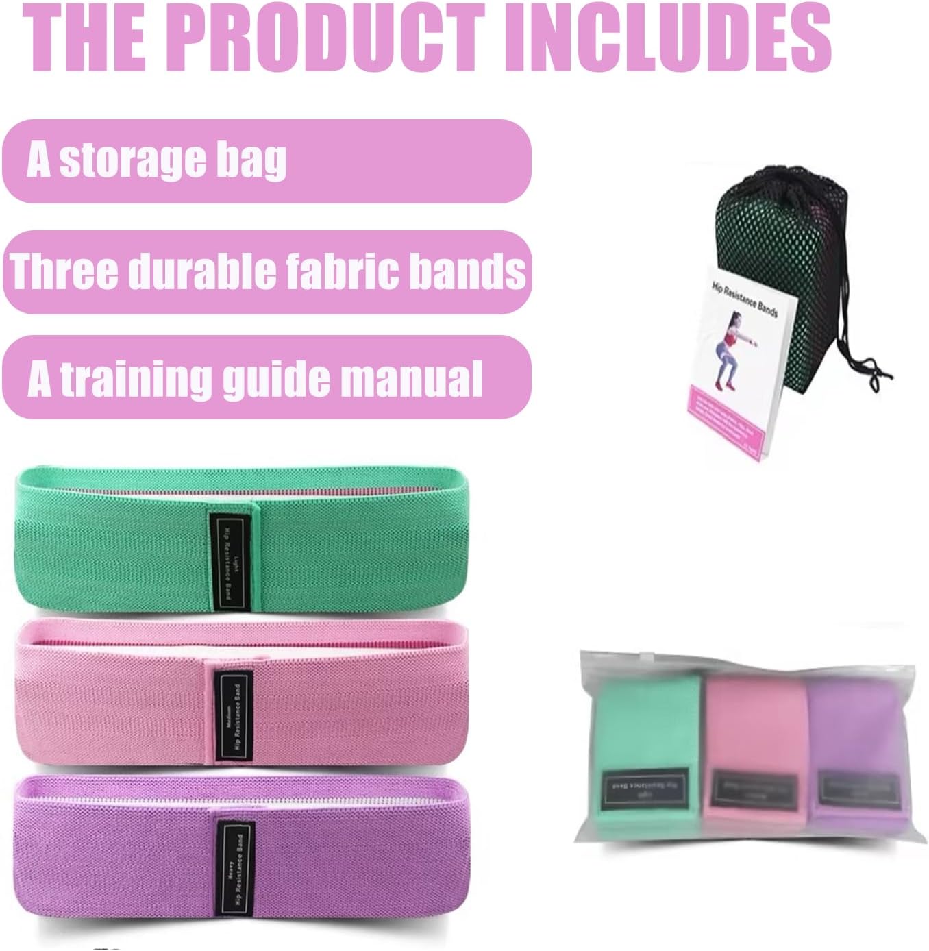 Resistance Bands for Working Out, 3 Levels Fabric Exercise Bands for Legs and Butt, Workout Bands for Women & Men, Booty Band for Yoga Starter Set, Pilates, Rehab, Fitness and Home Workout