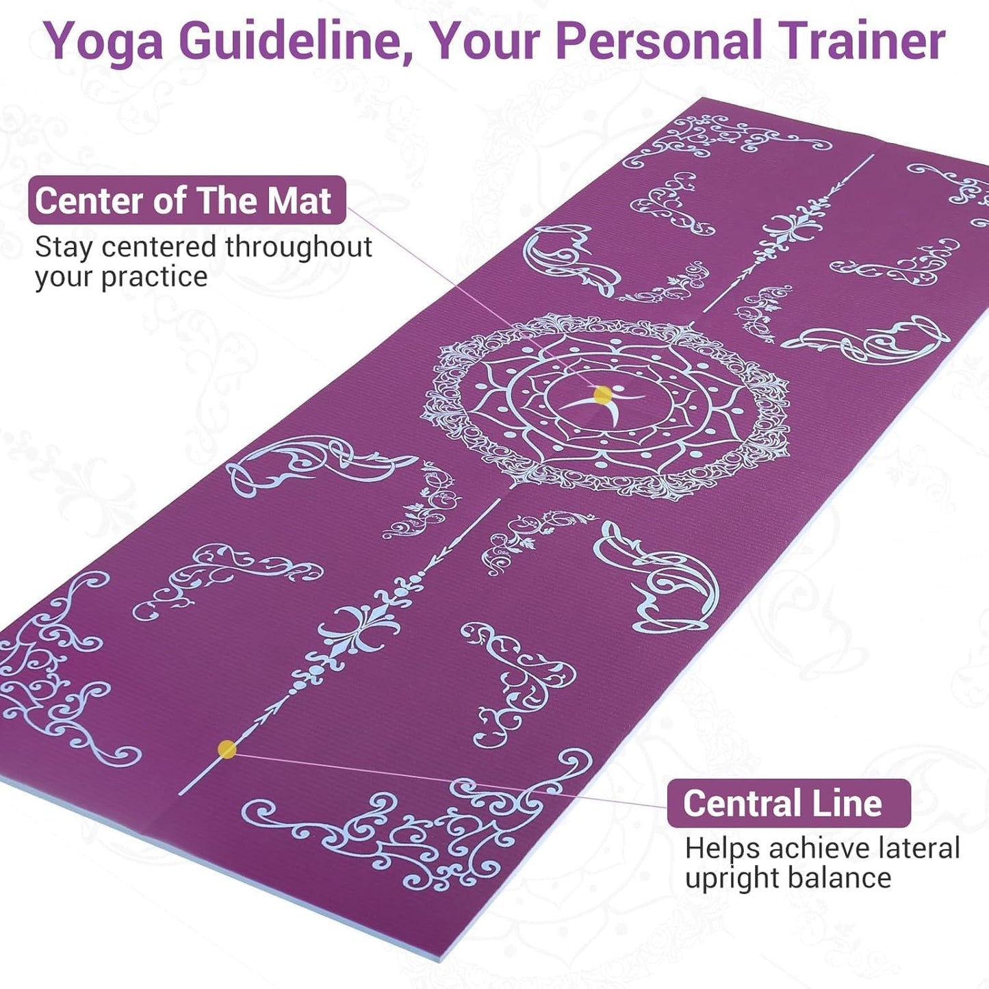 Avoalre Folding Yoga Mat, Eco-Friendly PVC Travel Yoga Mat Packable, Double Sided Non-Slip Printed Yoga Mats with Bag for Home Workout Gym Exercise Fitness Pilates Stretching (72" x 32" x 0.24" Thick)
