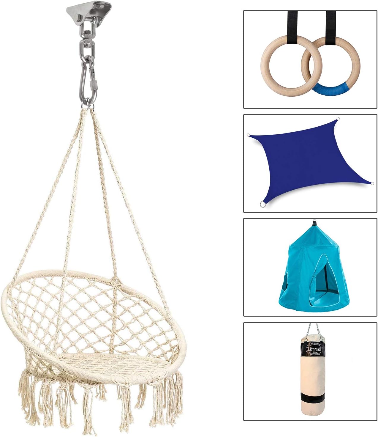 Hammock Hanging Chair Hardware kit, 1000LB Capacity Heavy Duty 360°Rotate Swing Antirust Stainless Steel 304S Safety Lock Carabiner Hooks for Swing Set,Chair,Yoga,Multiple Indoor Outdoor Gym,Sandbag