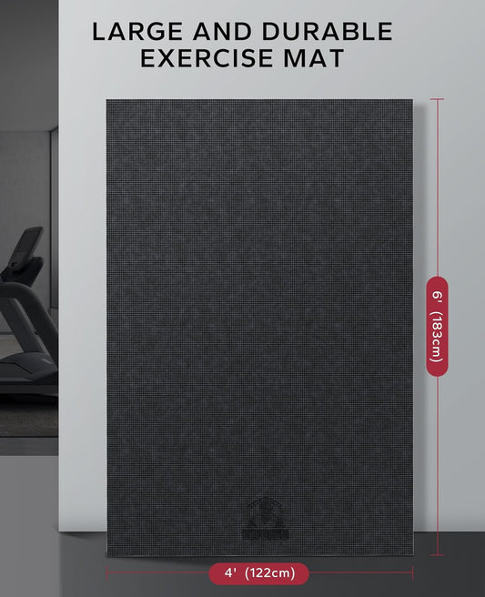 HAPBEAR Large Exercise Mat-7'x5'/6'x8'/6'x9'/6'x10'/6'x12'x8mm(1/3"),Non-Slip, Ultra Durable, Thick Workout Mat for Home Gym Flooring Cardio, Yoga for Fitness, High-Density, Shoes-Friendly