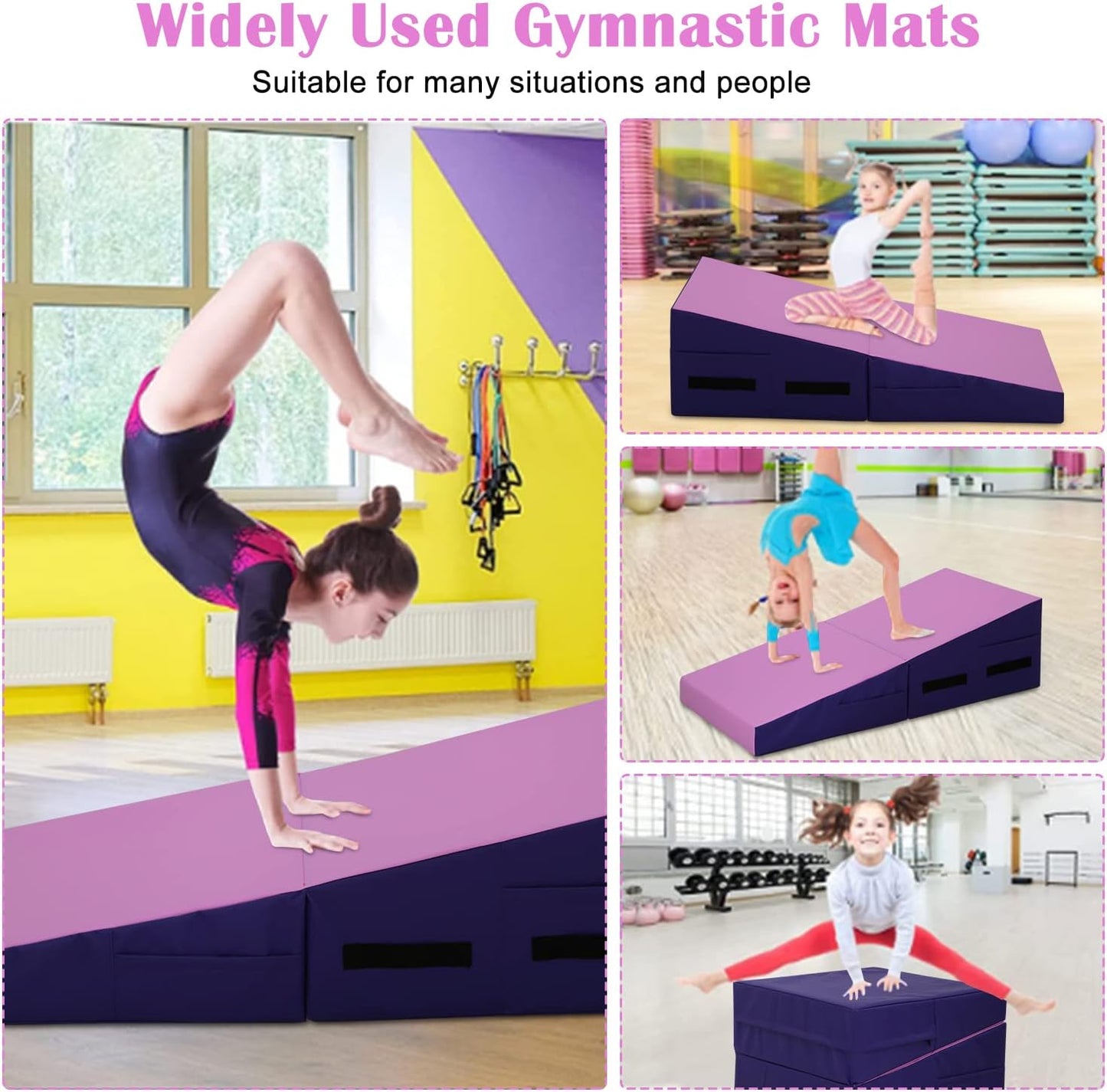 Gymnastics Wedge Mats for Tumbling,48x24 Inch Gymnastics Cheese Mat with Non-Slip,EPE Foam for Exercise,Tumbling,Yoga