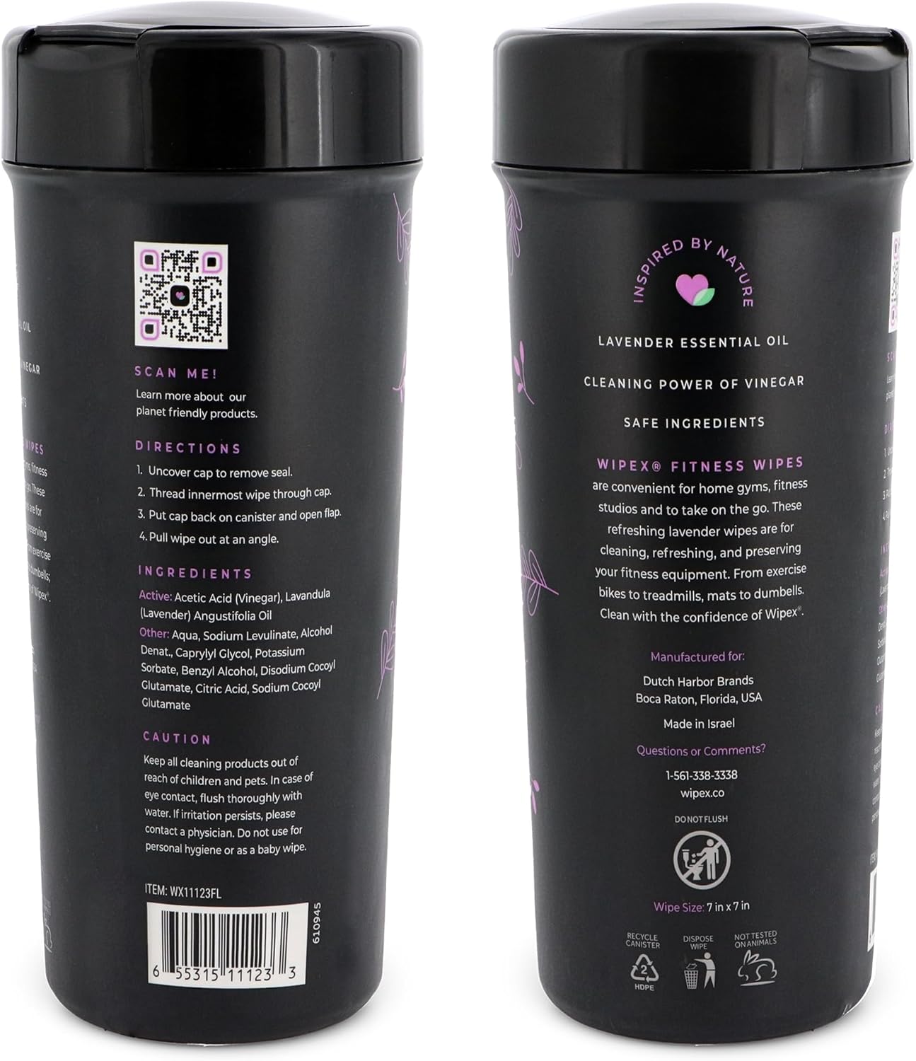 Wipex Yoga Mat Cleaner & Fitness Wipes - Natural Lavender & Vinegar Gym Equipment Cleaner - 75 Gym Wipes to Clean Yoga Mats, Spinning & Peloton Bikes, Weight Machines & Surfaces