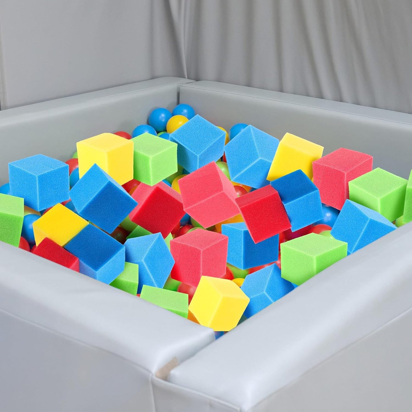 VioraWhite Foam Pit Cubes Blocks 3.1 x 3.1 x 3.1 Inch Colorful Flame Retardant Educational Autistic Building Blocks for Trampoline Arenas, Gymnastics, Parkour Courses Skateboard Parks Playground