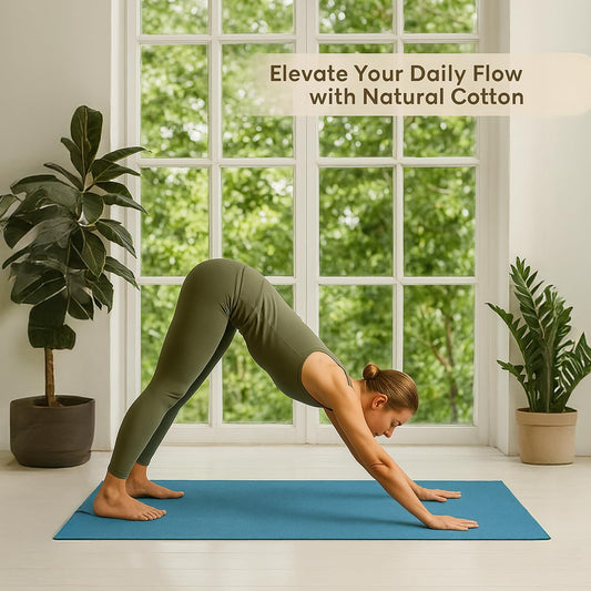 LFH Home Handmade Cotton Yoga Mat Cotton Rug picnic mat For Exercise, Workout, Fitness - Perfect Heavy Quality Eco Friendly Natural Cotton Woven Reversible Yoga Mats for Men & Women - 72x26 Inch.