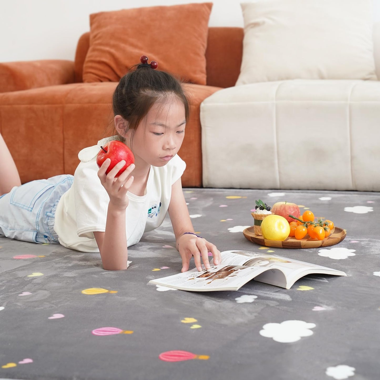N&V 1.25" Thick Baby Play Mat with Non-Slip Backing,Large Foam Padded Play Area Rug Coral Velvet Crawling mat for Bedroom Dormitory Yoga, Home Decor for Living Room, Nursery 95"×78"