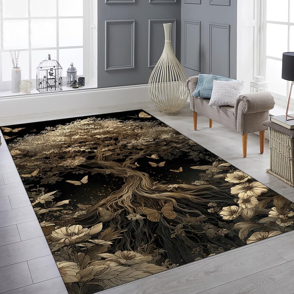 Tree of Life Rug for Living Room Bedroom – Yggdrasil Viking Area Rug Soft Non-Slip Carpet for Indoor Home Décor (Tree of Life Rug 05)