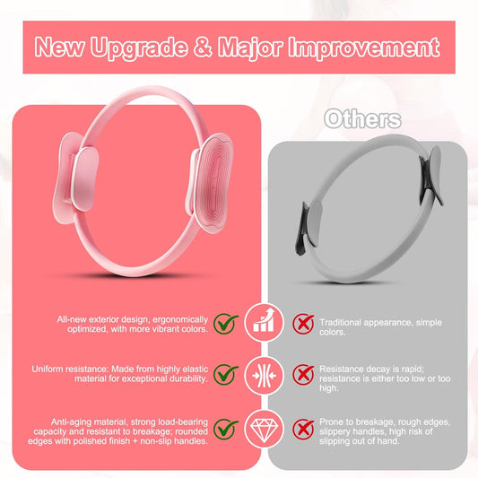 Pilates Kit for Home Workouts Set for Women, Pilates Ring Equipment and Ball Set Home Pilates Workout Kit with 15" Magic Circle Ring and Resistance Bands, A Must-Have for Beginners and Seasoned Yogis