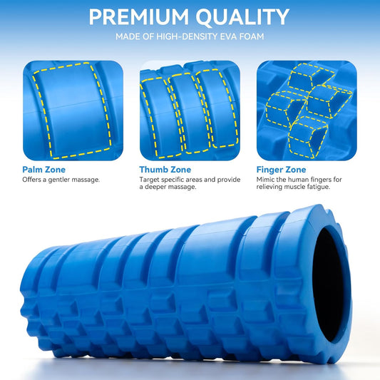 Krightlink Foam Roller for Deep Tissue Massager, 13" High Density Exercise Patented Roller for Muscle Massage and Myofascial Trigger Point Release Back Roller for Fitness, Yoga and Pilates (Black)