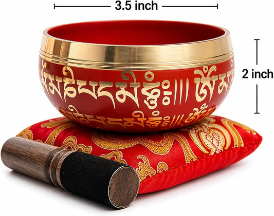 Tibetan Singing Bowl Set - Authentic Handcrafted Mindfulness Meditation Holistic Sound 7 Chakra Healing by Himalayan Bazaar (Turquoise)