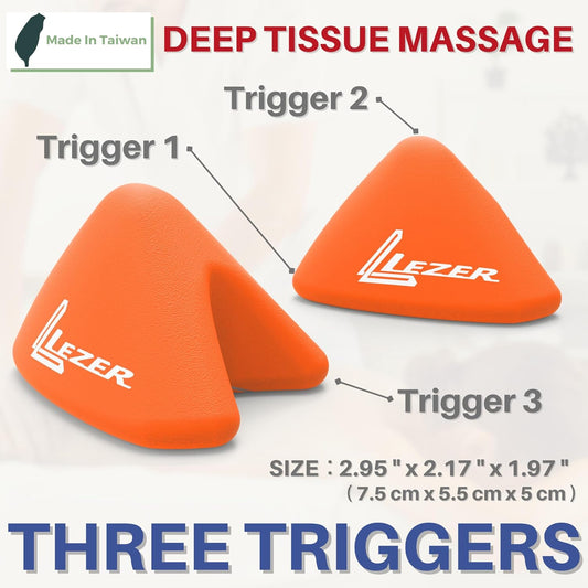 LEZER Trigger Massage Point, Manual Massage Ball, Muscle Knots Relief Tool, Myofascial Release, Physical Therapy, Deep Tissue Back Massage, Plantar Fasciitis, 2.9 in x 2.1 in (Blue)