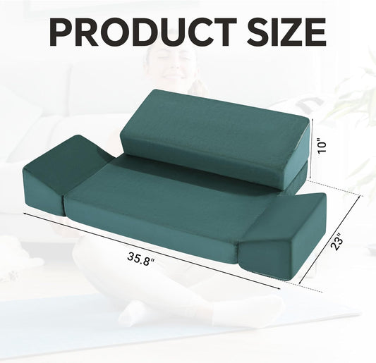 HOMBYS Large Meditation Cushion Foam Meditation Pillows for Sitting on Floor, Yoga Pillow for Adult, Meditation Mat with 2 Knee Cushions and Hip Support-3 Shapes for Different People