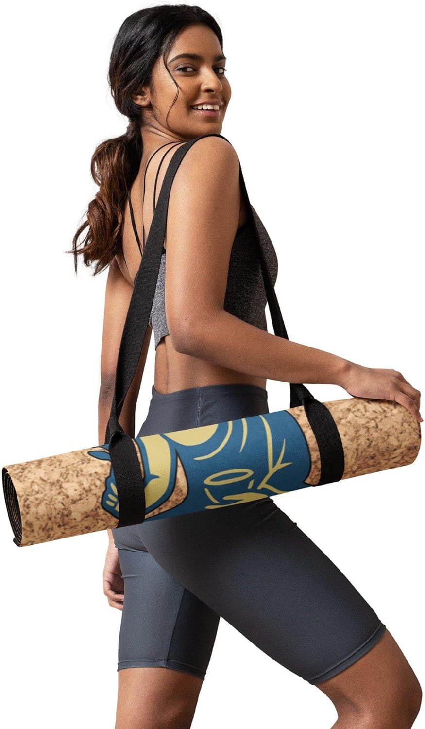 Yoga Mat 183 x 60 cm - 4 mm FSC Cork + Natural Rubber - BLUE & GOLD