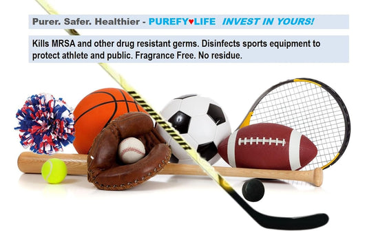 Purefypro Sports Equipment Disinfectant Spray - (4oz, 2pk) Kills 99.9999% MRSA, HIV, Athlete Foot Fungus, Virus and Fungi. No Rinse, No Residue. Sports Pads, Yoga Mats, Shoes, Boxing Gloves Euipment