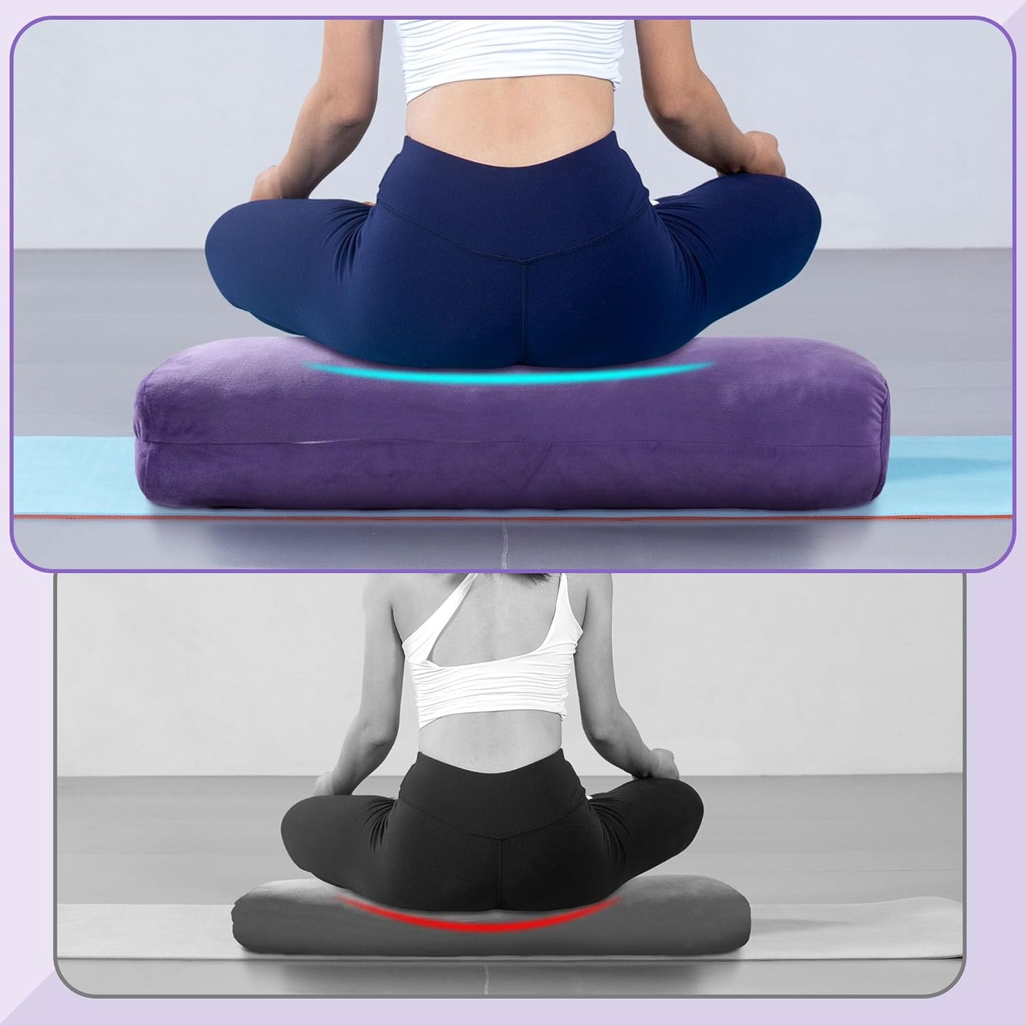 MABOZOO Yoga Bolster Pillow, Rectangular Bolster for Restorative Yoga & Meditation, Professional Meditation Cushion with Carry Handle, 27"X10"X6"