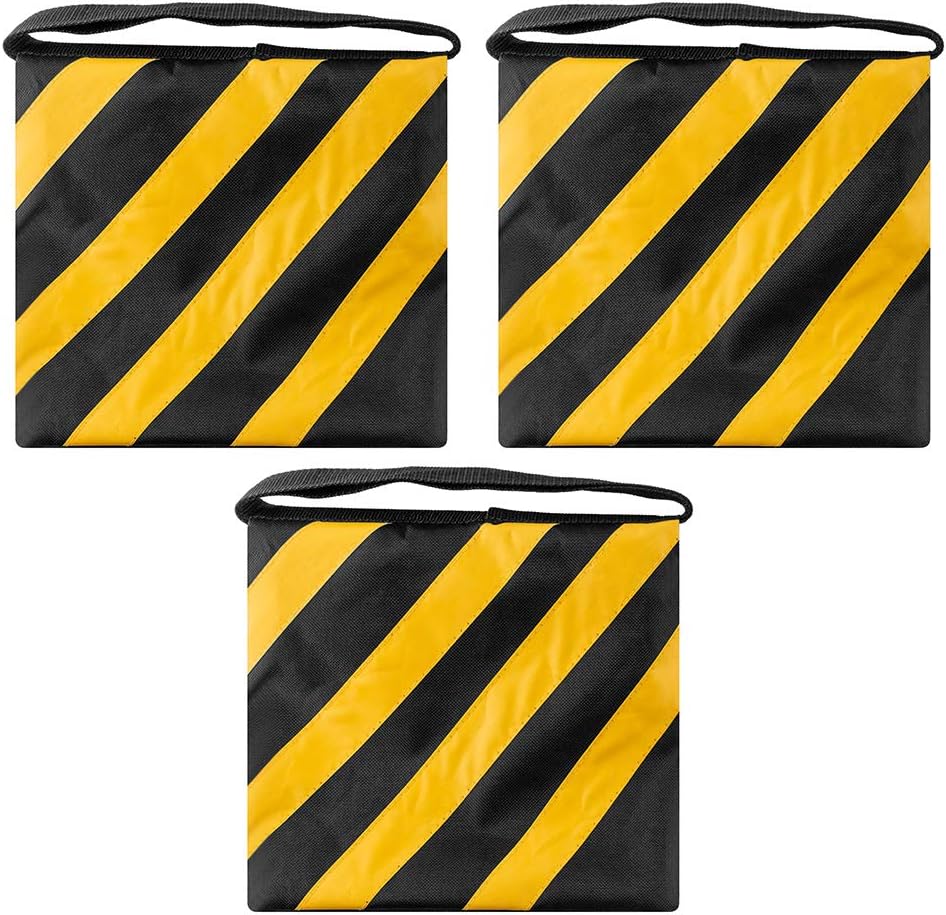 Sand Bag Photography Studio Video Heavy Duty Sandbag Saddlebag for Photo Studio Light Stand Boom Arm Camera Tripod with Carabiner,3 Pack (Yellow)