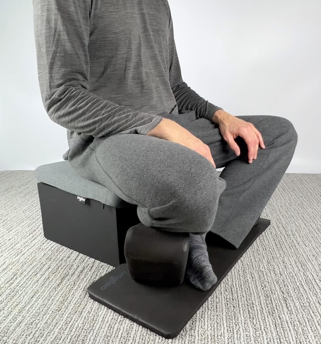 Ungloo Floor Meditation Chair with Back Support | Posture Seat with Padded Leg Wedges, Foot Pad and Supportive Backrest | Portable Lightweight Meditation Floor Chair