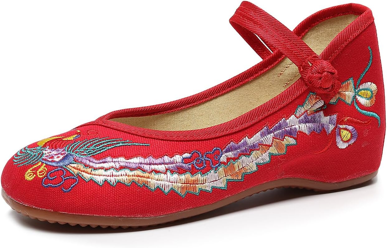 Chinese Embroidered Wedge Sandals Women's Multicolor Asian Traditional Mary Jane Ballet Yoga Shoes Rubber Sole Ethnic Style Loafers