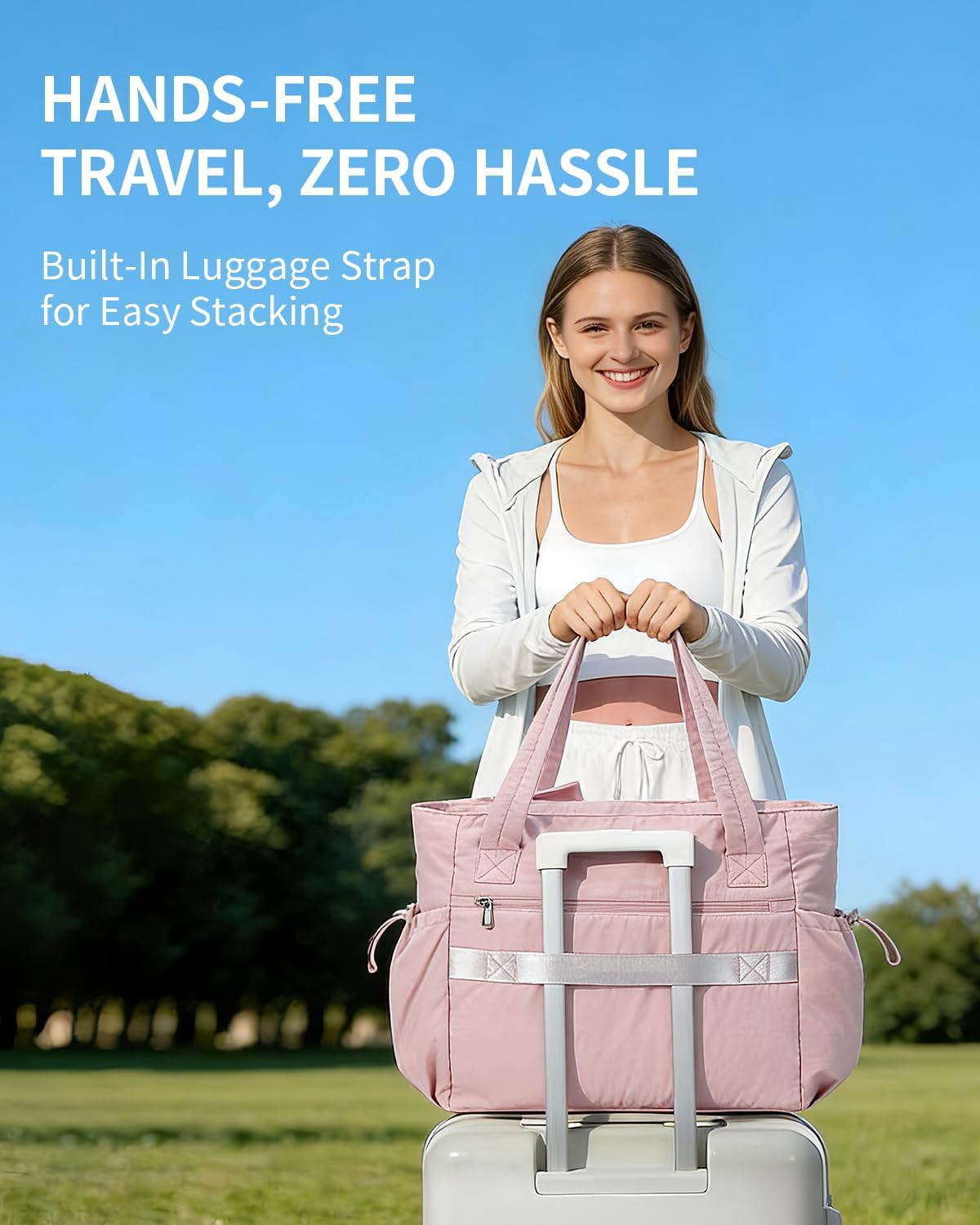 Wandering Nature Bow Tote Bag for Work Fits 40oz Tumbler, Yoga Bag with Wet Pocket & Yoga Mat Pocket, Commute, Gym, Travel