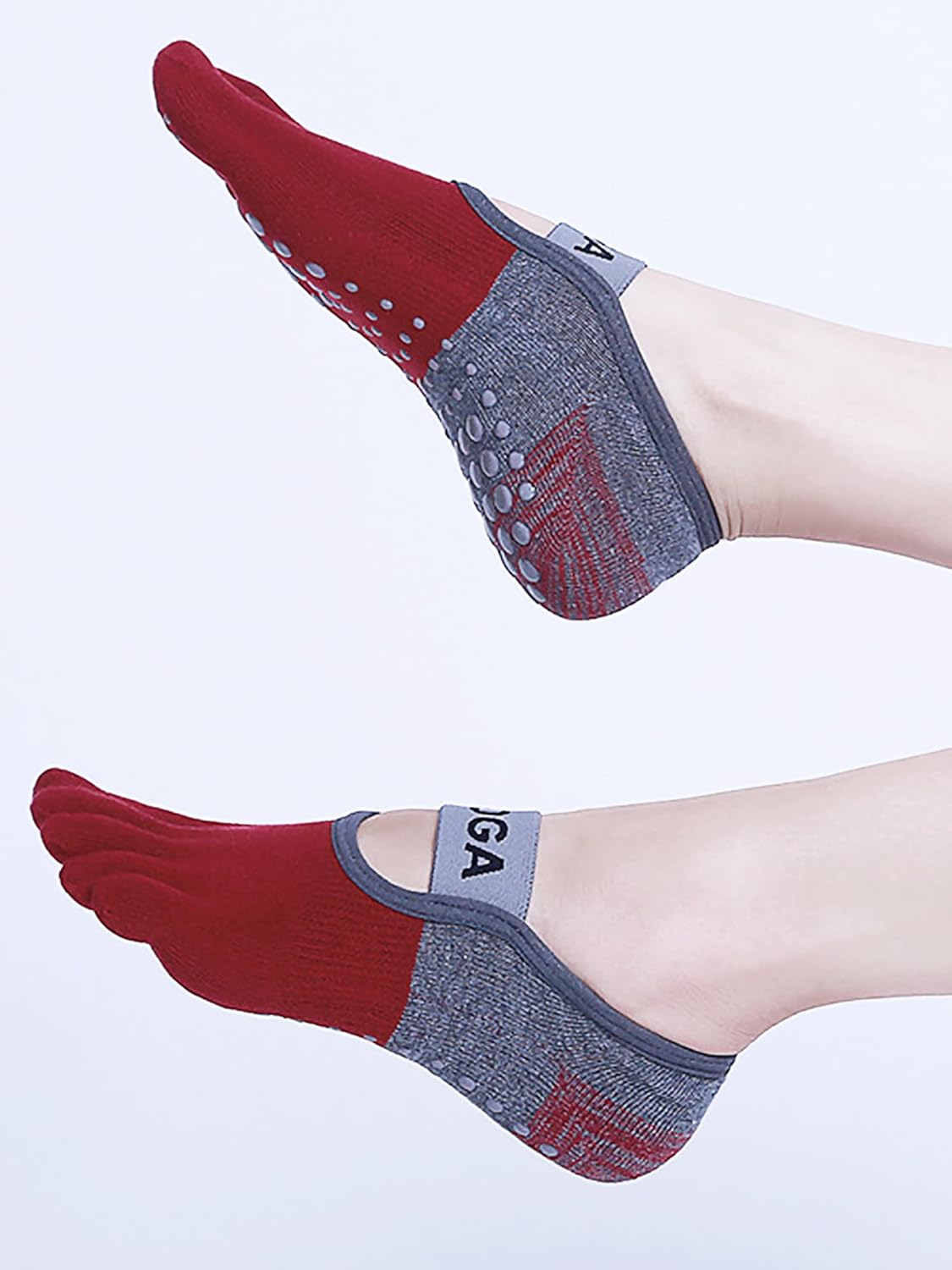 1/2 Pairs Grippy Socks Woman Pilates Socks with Grips for Women Yoga Barre Gripper Non Skid Slip Size 5.5-9.5