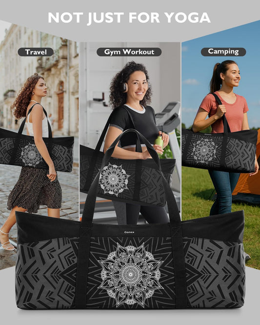 Gonex Yoga Mat Bag, Extra Canvas Gym Bag with Waterproof Pocket Metal Zipper, Fits Mat & Blocks, Stylish Yoga Mat Carrier for Women, Ideal for Yoga, Pilates, Workout, Travel