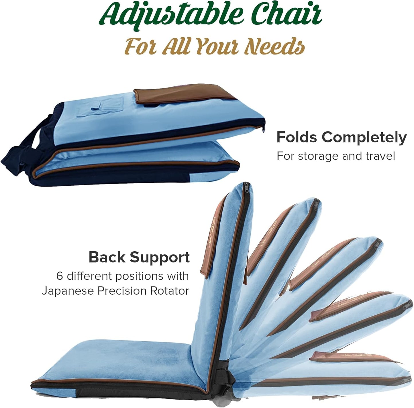 Japanese Meditation Floor Chair with Back Support for Adults - Premium Meditation Chair with Adjustable & Foldable Back for Seating, Yoga & Gaming — Folding Backjack Chairs with Backrest for Adults