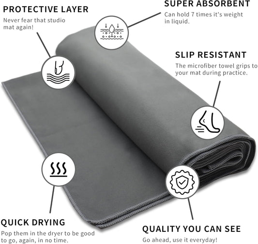 MIAOMIAO Non-Slip Hot Yoga Towel Set,Super Absorbent Microfiber in, 24.5" x 72" - Anti-Slip, Injury Free Design for Pilates, Yoga Mats, Exercise, and Fitness Gear