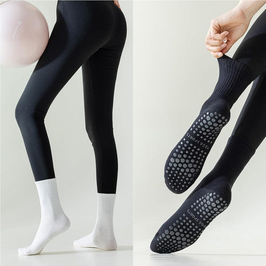 BONANGEL Pilates Socks with Grips for Women, 3 Pairs Womens Grippy Yoga Ballet Barre Hospital Gym Athletic Socks