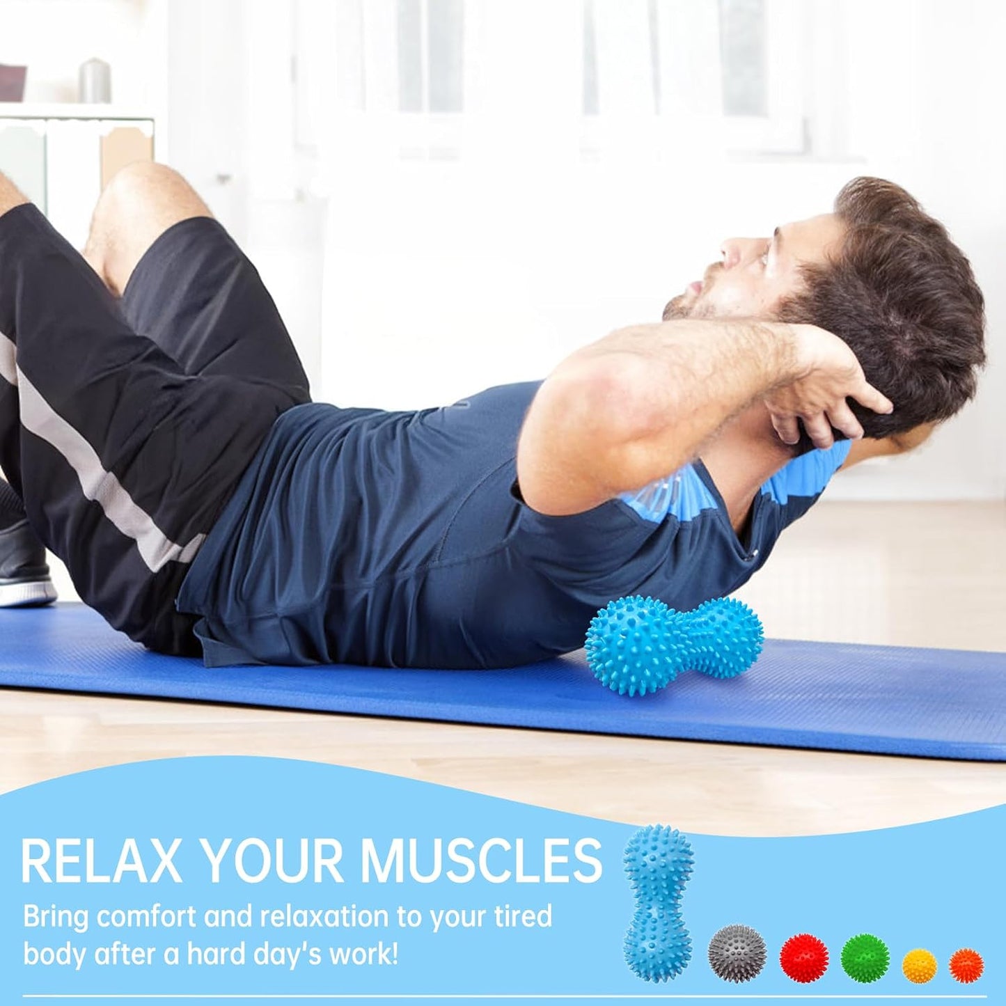 6-Pack Spiky Massage Balls Set, Hard/Medium/Soft Textured Muscle Roller Balls for Plantar Fasciitis Relief, Myofascial Release, Foot Pain and Muscle Tightness, Acupressure and Stress Relief