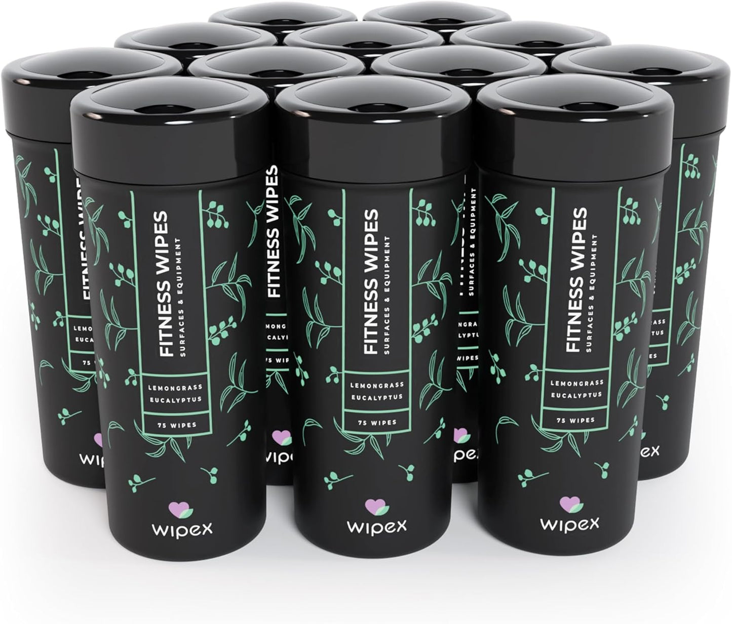 Wipex Fitness Equipment Wipes | Clean Gym Equipment, Yoga Mats, Peloton Bike Cleaner, Exercise Machine Wipes | Lemongrass, Eucalyptus, 75 Ct Canister