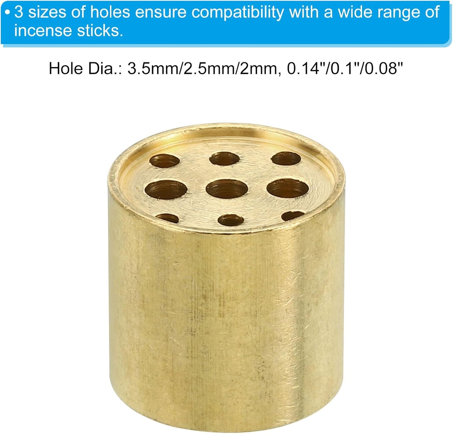PATIKIL Incense Holder, 2 Pack Brass Incense Cone Burner Stick Holder with 9 Holes Incense Stand Base for Yoga Spa Room Home Office, 0.8" Dia. 0.4" Tall