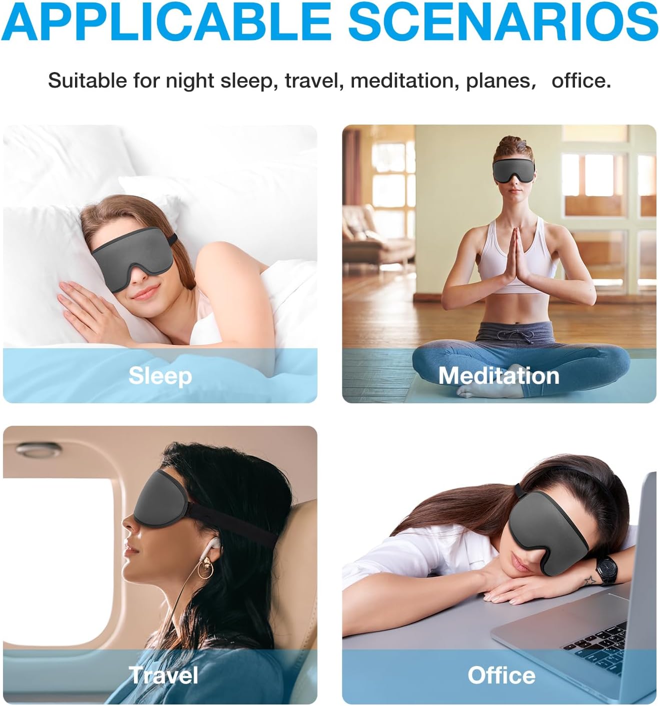LYSIAN 3D Sleep Mask for Side Sleepers, Blackout Eye Mask with No Pressure on Eyes, Adjustable Comfortable Blindfold with 5 Pairs of Ear Plugs for Sleeping, Travel, Nap, Purple