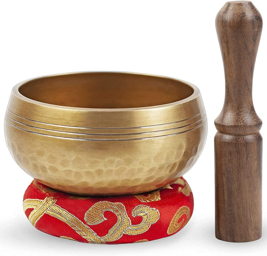 Tibetan Singing Bowl Set - Easy To Play for Beginners - Authentic Handcrafted Mindfulness Meditation Holistic Sound 7 Chakra Healing Gift by Himalayan Bazaar (5")
