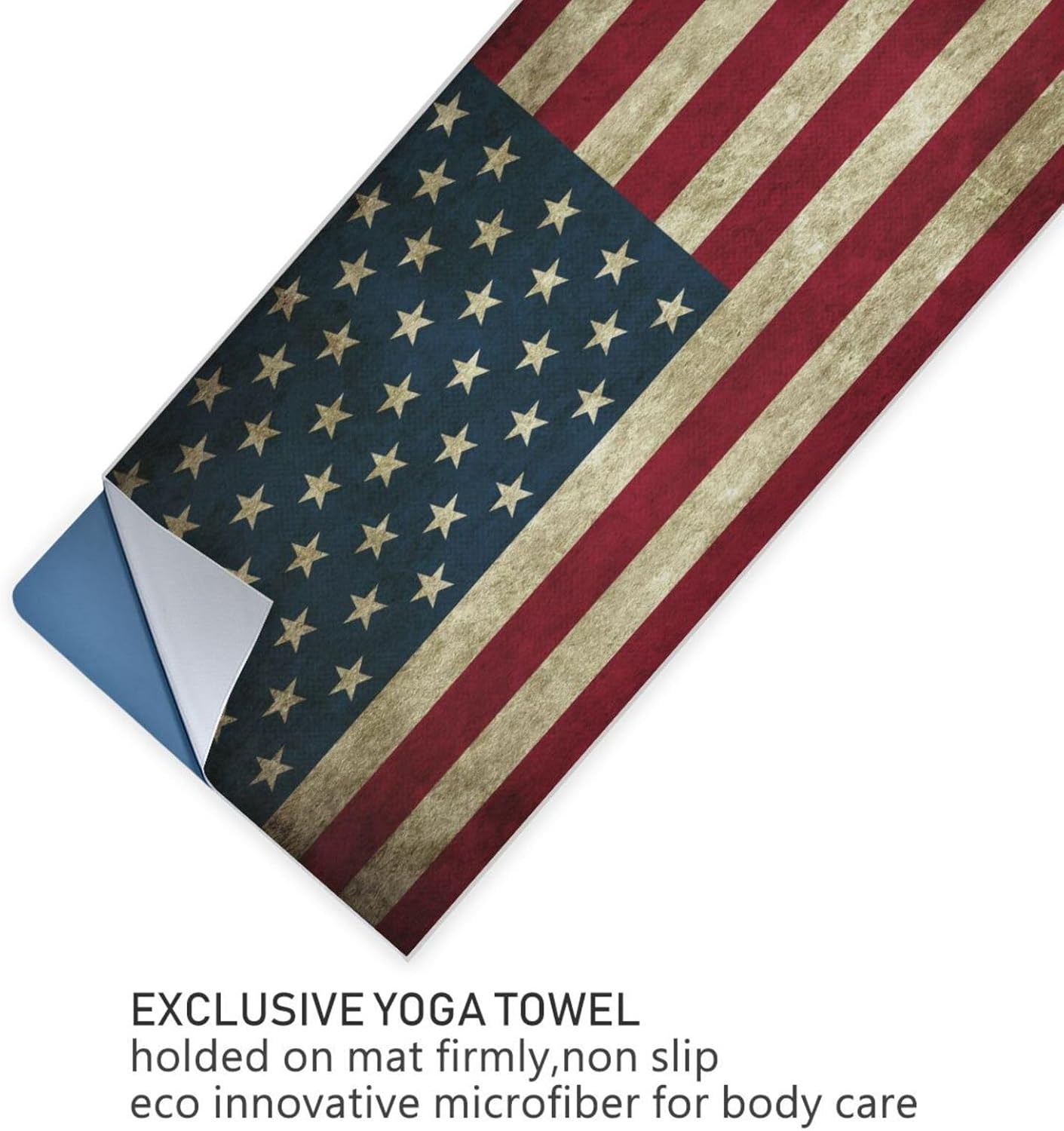 YETTASBIN American Flag Yoga Mat Towel, Non Slip Sweat Absorbent Hot Yoga Towel Portable Lightweight Travel Workout Towel with Storage Bag for Home Yoga, Pilates, Fitness 73x 27 Inch