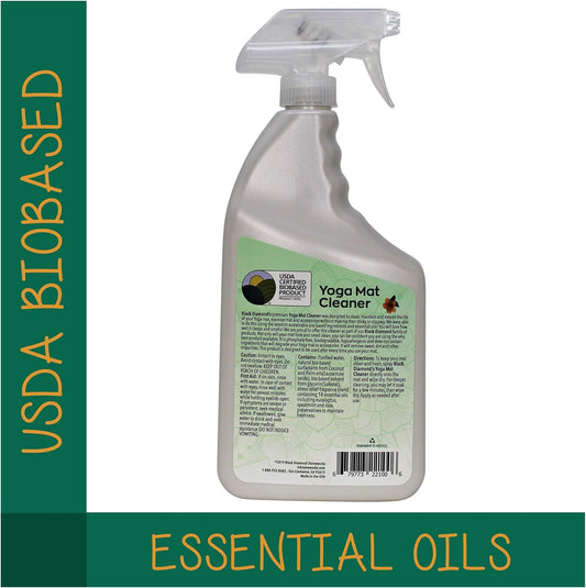 Black Diamond Stoneworks Yoga Mat Spray Cleaner: USDA Certified BIOBASED- Essential Oils, Safe for All Type of Materials, Exercise, Pilates, or Workout Mats. (1 quart)