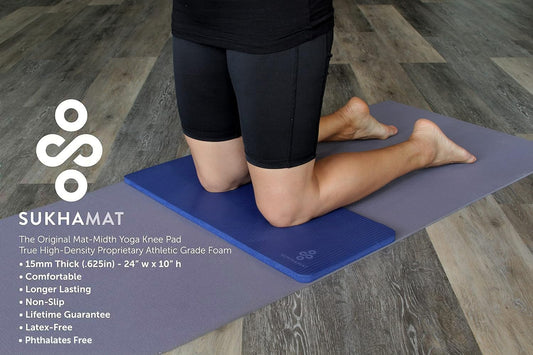 SukhaMat Yoga Knee Pad Cushion for Knees, Elbows, Wrists, Extra-Thick, 15mm Thick, 24x10 Inches, Designed for Durable Comfort During Exercise