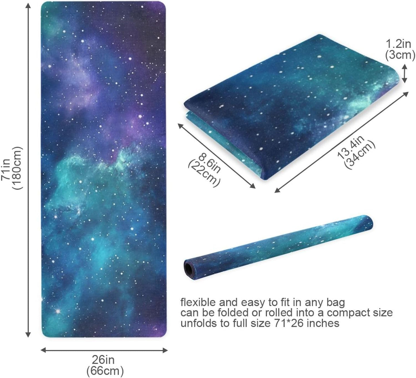 Galaxy Stars Yoga Mat Non Slip Thick Kids Eco Friendly Rubber Workout Foldable Yoga Mat Women Exercise