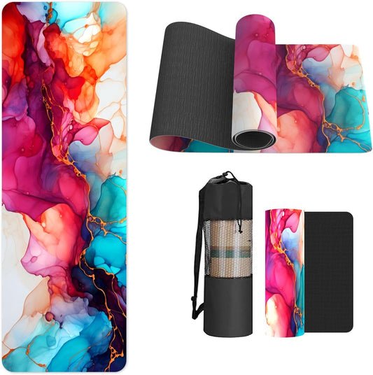 FOLAI Extra Thick Yoga Mat 6mm,pilates mat thick - Non-Slip Exercise Mat for HIIT, Pilates & Home Workouts & Workout with Free Carry Strap