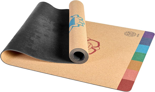 Cork Yoga Mat with Natural Rubber Base, Extra Size, Thickness and Support, Excellent Cushion & Grip, Non-Slip, Non-Toxic, Sweat-Resistant, Sustainable, Eco-friendly Exercise Mat
